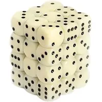 Chessex Opaque Ivory/black D6 12mm Dobbelsteen Set (36 stuks)