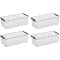 Sunware Q-line opbergbox 9,5L - Set van 4 - Transparant/grijs