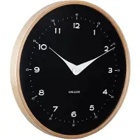 Karlsson Osado koepel, muur, analoge klok, cirkel, zwart, hout, multiplex, batterij