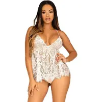 Leg avenue kanten babydoll met string wit female | Maat: M