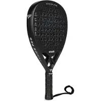 VirtuFit Fusion Pro Padel Racket - Zwart / Zilver - Druppelvormig Blad - 365 gram - EVA Hard Kern - 18K Carbon - Met Polskoord - Voor Gevorderden