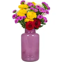 Floran Bloemenvaas Milan - transparant paars glas - D15 x H25 cm - melkbus vaas met smalle hals - Vazen