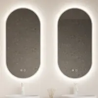 Gliss Design Spiegel aura 50x100 cm mat wit ovaal met led verlichting & geintegreerde spiegelverwarming