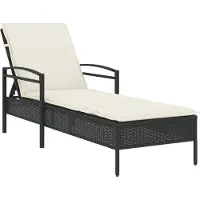 vidaXL Ligbed met kussen 63x200x81 cm poly rattan zwart