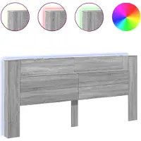 vidaXL Hoofdbordkast met LED 220x16,5x103,5 cm grijs sonoma eikenkleur