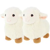 Keel Toys pluche schaap/lammetje knuffeldier - 2x - wit - lopend - 18 cm - Luxe Eco kwaliteit knuffels