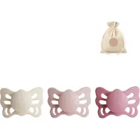 Frigg butterfly spenen siliconen anatomisch T1 (0-6 maanden) met speenzakje - Cream, Blush en Cedar - fopspenen
