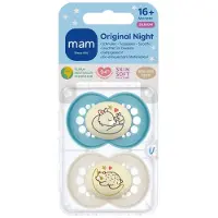Mam Original Night Fopspeen Silicone Blue 16m+ 2 St Fopspeen