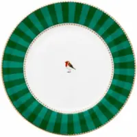 Pip studio Ontbijtbord Love Birds Stripes Emerald-Green 21 cm (Set van 6)
