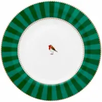 Pip studio Gebaksbord Love Birds Stripes Emerald-Green 17 cm (Set van 6)