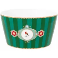 Pip studio Kom Love Birds Medaillon Stripes Emerald-Green 15 cm (Set van 4)