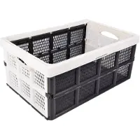 Merkloos Stevige Vouwkrat met Soft-touch Handgrepen Wit Plastic L50cm x B21cm x H33cm Stapelbare Opbergmand voor Badkamer,