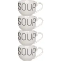 Cosy & Trendy Kommetjes/soepkommen voor dessert/ontbijt - 4x - Keramiek - D11 x 8 cm - wit - Kommetjes