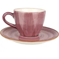 Bonna Aura Blackberry - Espressobekers en ondertassen - 80 cc - Porselein - Set van 6