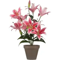 Mica Decorations Tijgerlelie Kunstplant in Bloempot Stan - H47 x Ø45 cm - Fuchsia