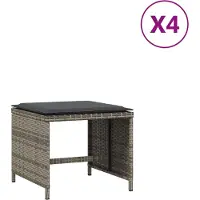 vidaXL Tuinkrukken 4 st met kussens 40x40x35 cm poly rattan grijs