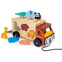 Mentari Sorteertruck - Safari - 23X12,5X11Cm - Hout - 2 Jaar