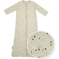Meyco Baby Rib Mini Spot baby slaapzak met mouwen - sand melange - 70cm - 1.0 TOG