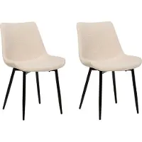 Beliani AVILLA - Eetkamerstoel-Beige-Bouclé
