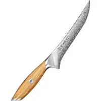 HEZHEN X01 Flagship Series - Uitbeenmes- Damascus Poederstaal (73 laags met kern van 14Cr14MoVNb) – Olijfhout – Professioneel vlijmscherp damastmes - Inclusief mooie geschenkdoos