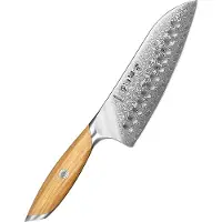 HEZHEN X01 Flagship Series - Santokumes - Damascus Poederstaal (73 laags met kern van 14Cr14MoVNb) – Olijfhout – Professioneel vlijmscherp damastmes - Inclusief mooie geschenkdoos