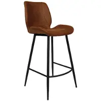 Bronx71 Industriële barkruk Barrel cognac eco leer 69 cm - Barkrukken set van 2.