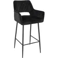 Bronx Velvet barkruk Mika zwart 78 cm
