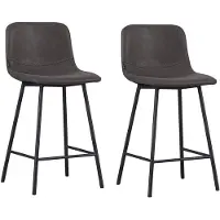 Bronx71 Industriële barkruk Mikky antraciet leer 68 - 79 cm - Barkrukken set van 2.