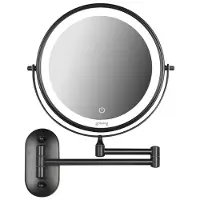 Goliving Make Up Spiegel Met LED Verlichting - Ø25 cm - 10x Vergroting - met USB-C oplaadpoort - Zwart