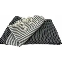 Arowell Hamamdoek - fouta – pestemal - 90x170 cm - 100% katoen - zwart