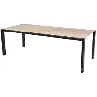 4SO Goa Tafelframe Antracite Met HPL Tafelblad Teak Pattern 220 x 95 cm