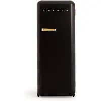 Create - Koelkast in retrostijl - Zwart - Handvat Goud - FRIDGE RETRO 281L