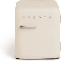 Create - Koelkast in retrostijl - Gebroken wit - Handvat Zilver - FRIDGE RETRO 48L