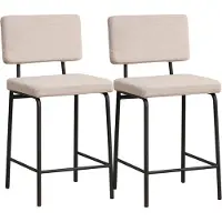 Bronx71 Scandinavische barkruk Espen beige gerecyclede stof 64-77 cm - Barkrukken set van 2 - barstoel
