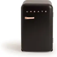 Create - Koelkast in retrostijl - Zwart - Handvat Roségoud - FRIDGE RETRO 107L