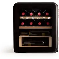 Create WINECOOLER RETRO M - Elektrische wijnkelder met 12 flessen - 48L - Temperatuurbereik van 4° tot 22° - Zwart