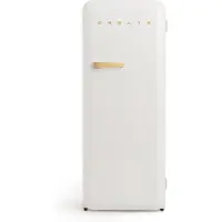 Create - Koelkast in retrostijl - Gebroken wit - Handvat Hout - FRIDGE RETRO 281L