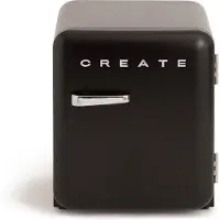 Create - Koelkast in retrostijl - Zwart - Handvat Zilver - FRIDGE RETRO 48L