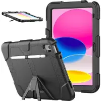 Peachy Survivor Kickstand stevig kunststof en siliconen hoes iPad 10e gen 10.9 inch 2022 - zwart