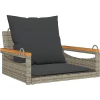 vidaXL Hangstoel met kussen, grijs, 63x62x40 cm, polyrotan