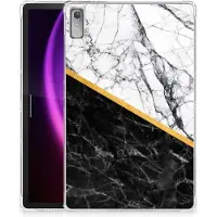 B2Ctelecom Lenovo Tab P11 Gen 2 Tablet Back Cover Marmer Wit Zwart - Origineel Cadeau Man