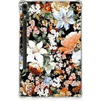 B2Ctelecom Siliconen Hoesje voor Samsung Galaxy Tab S9 Plus Dark Flowers