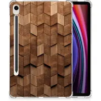 B2Ctelecom Silicone Tablet Hoes voor Samsung Galaxy Tab S9 Wooden Cubes