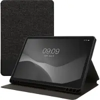 Kwmobile hoes geschikt voor Samsung s9 FE - Slanke tablethoes met standaard - Tablet cover in donkergrijs / zwart