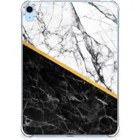 B2Ctelecom iPad (2022) 10.9 Tablet Back Cover Marmer Wit Zwart - Origineel Cadeau Man