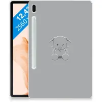 B2Ctelecom Samsung Galaxy Tab S7FE Tablet Back Cover Grijs Baby Olifant