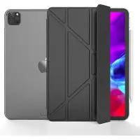 Peachy Trifold Y-Fold kunstleer hoes geschikt voor iPad Pro 12.9 inch (2018 2020 2021 2022) - zwart