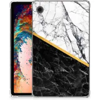 B2Ctelecom Samsung Galaxy Tab A9 Tablet Back Cover Marmer Wit Zwart - Origineel Cadeau Man