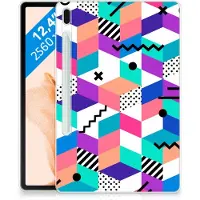 B2Ctelecom Samsung Galaxy Tab S7FE Back Cover Blokken Kleurrijk