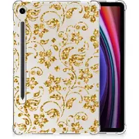B2Ctelecom Samsung Galaxy Tab S9 Siliconen Hoesje Gouden Bloemen